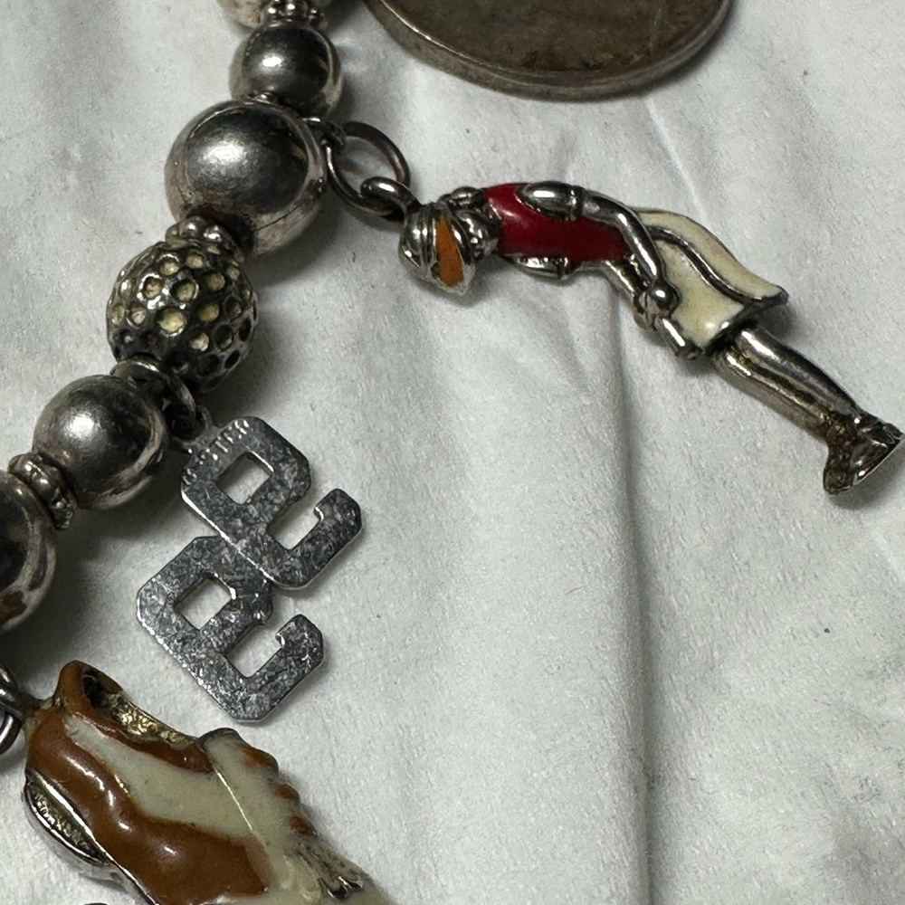 Vintage Charming Sterling Silver golf themed Charm Bracelet - Picture 6 of 16